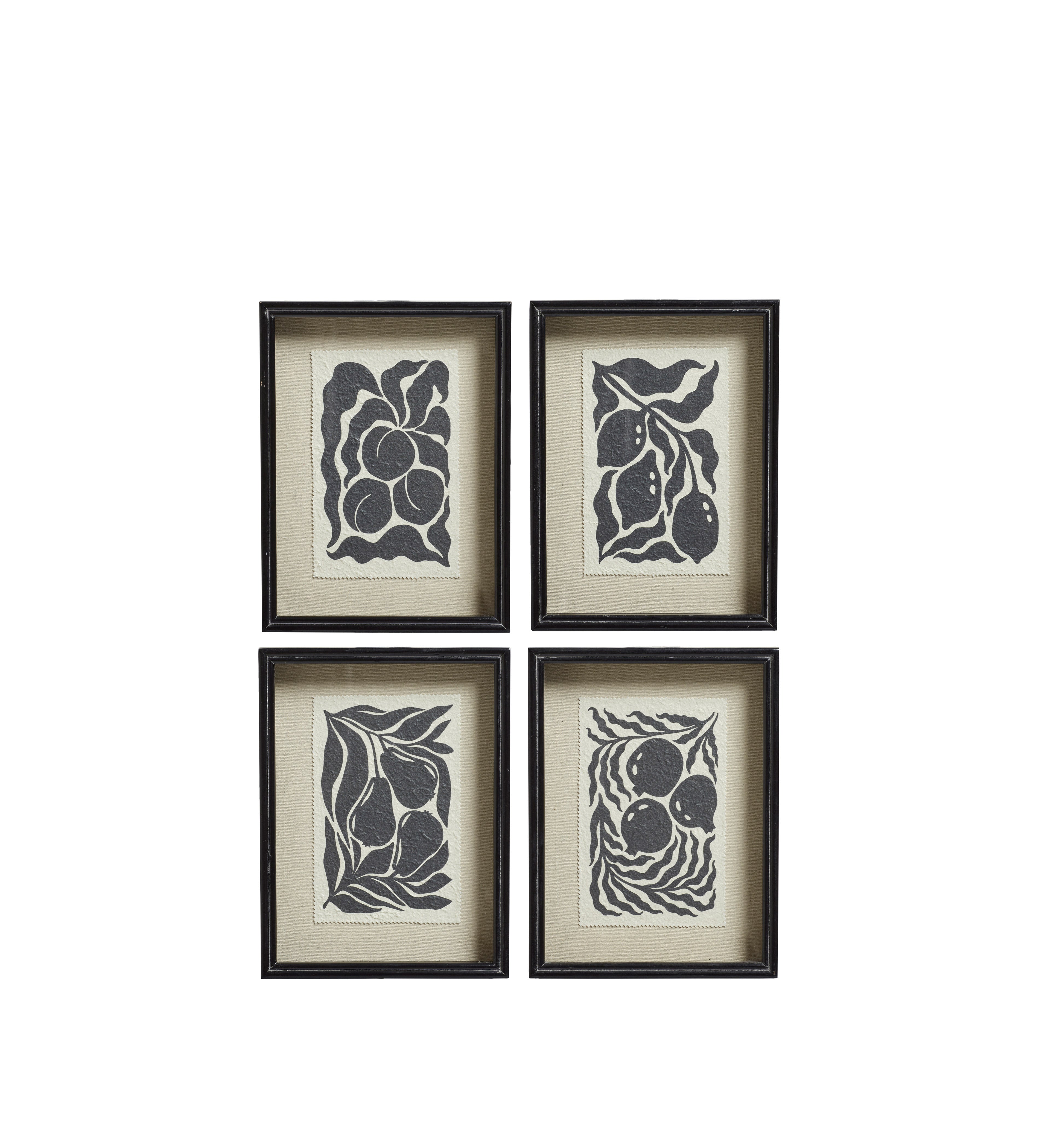 Luther Framed Fruit Prints - Set of Four - Black/White