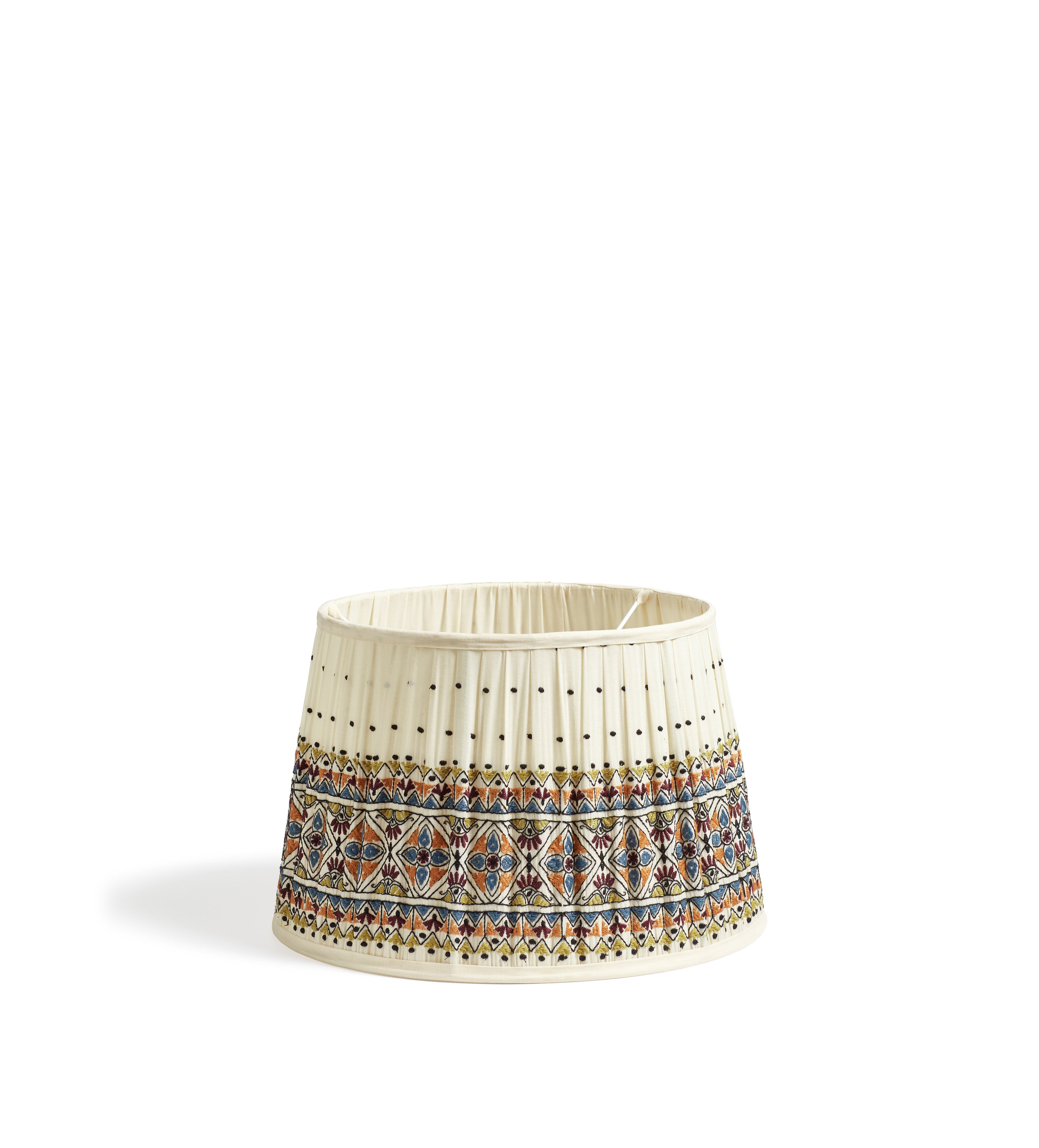Ponto Embroidered Cotton Lampshade 35cm - Natural/Multi