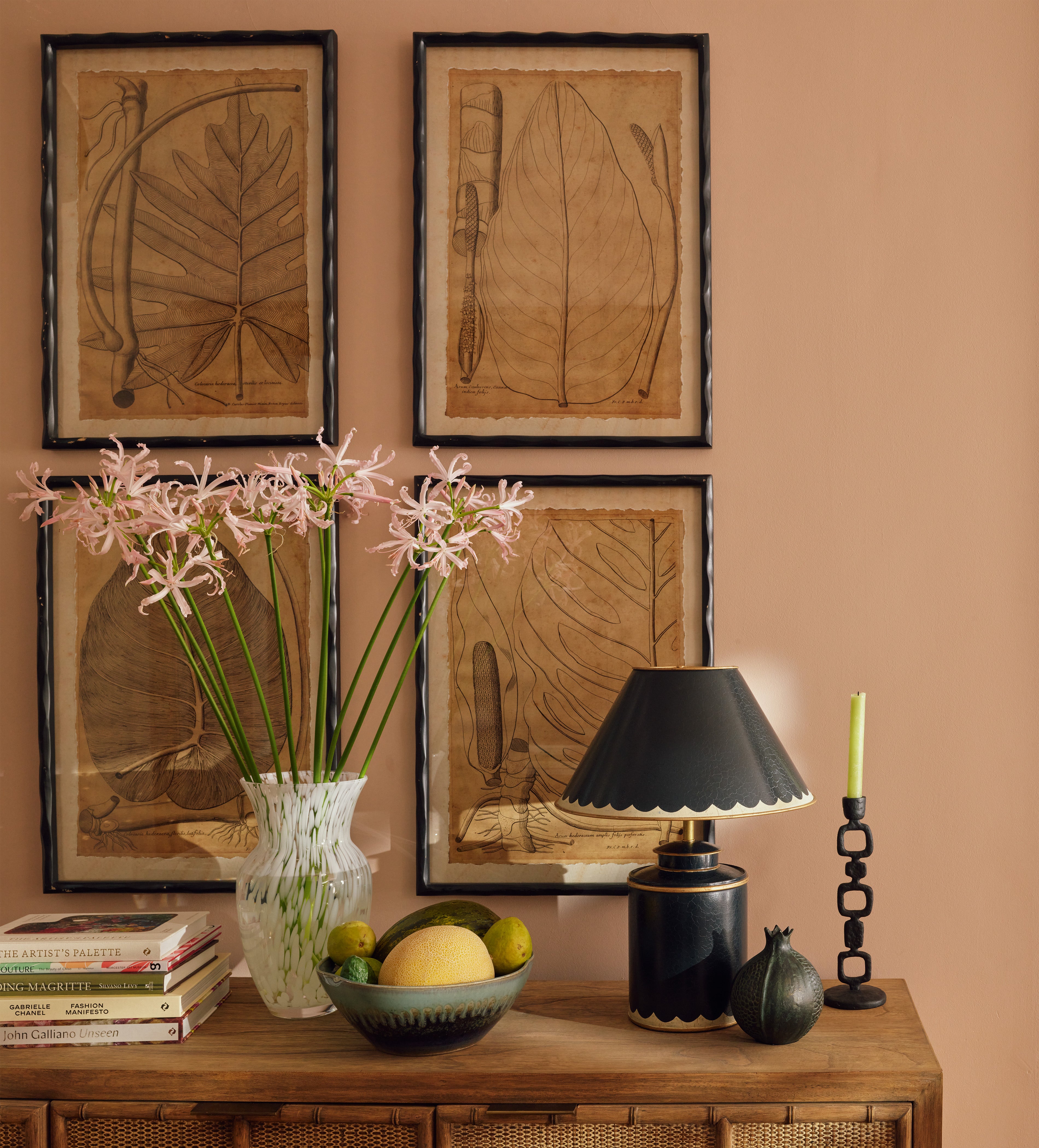 Basilius Framed Leaf Prints - Set of Four - Natural