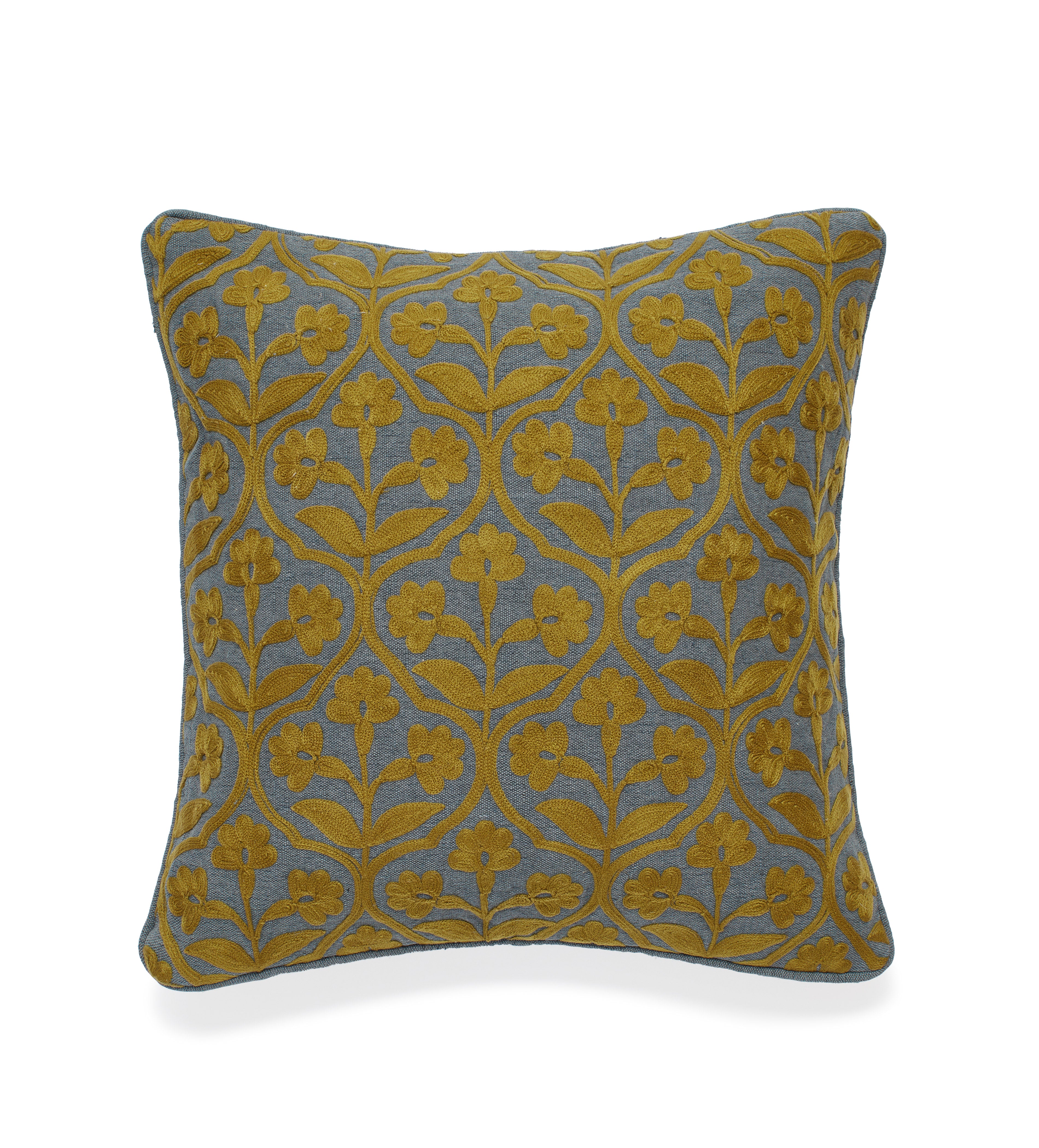 Allamanda Cushion Cover - Dark Teal/Mustard