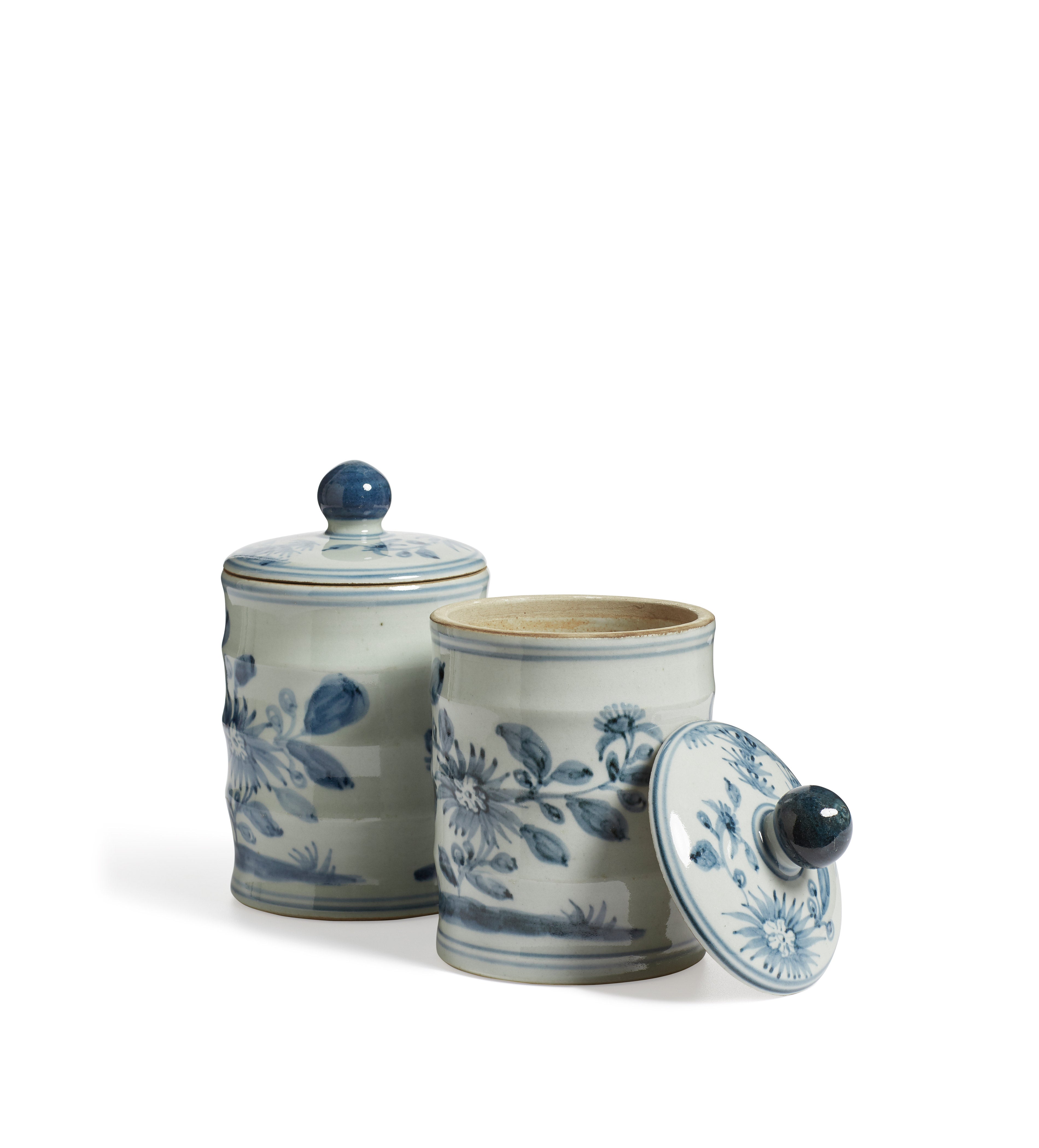 Chun Lidded Pots Pair - Blue/White