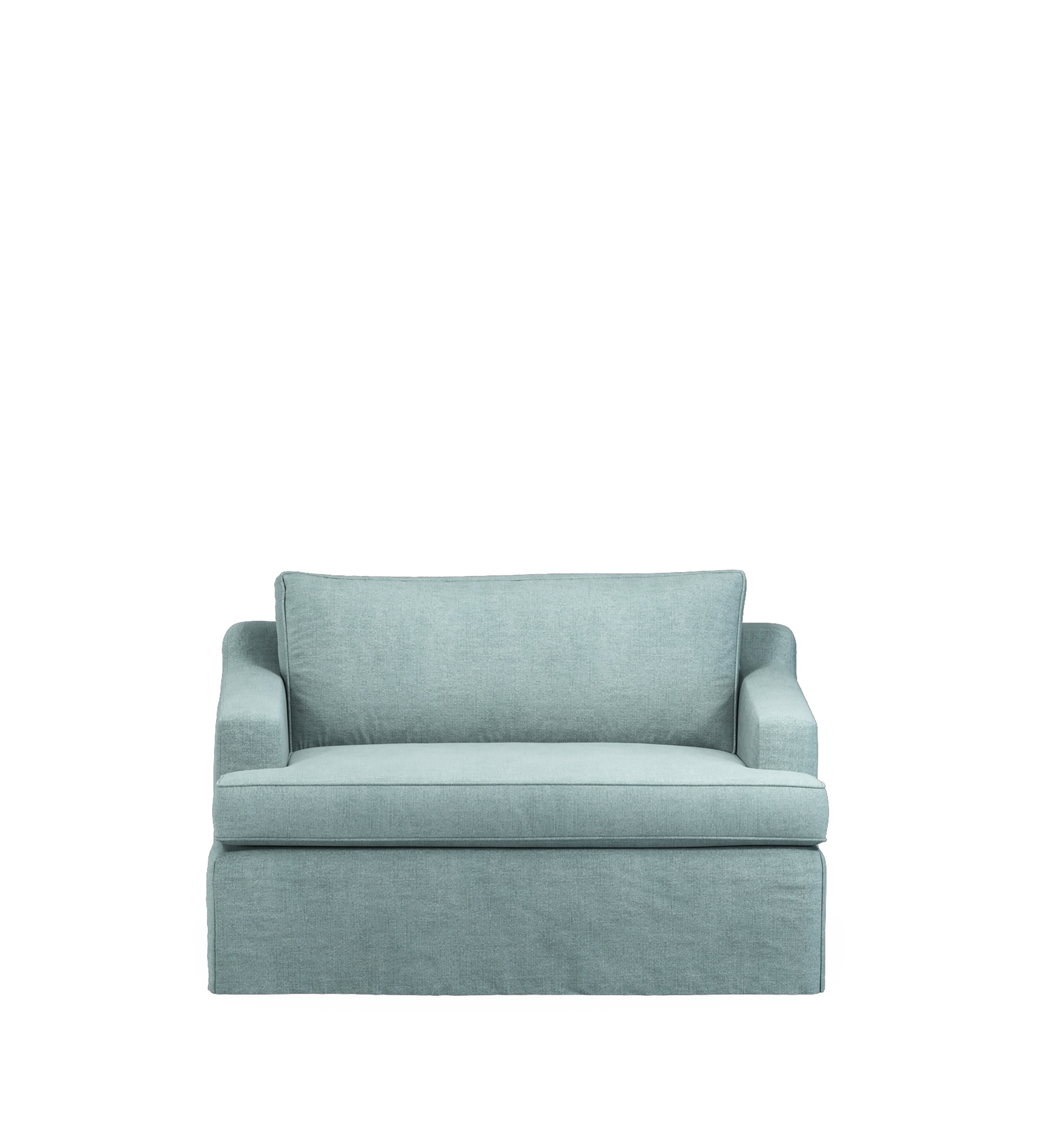 COVER ONLY - Beale Stonewash Linen Loose Cover for Loveseat - Aqua