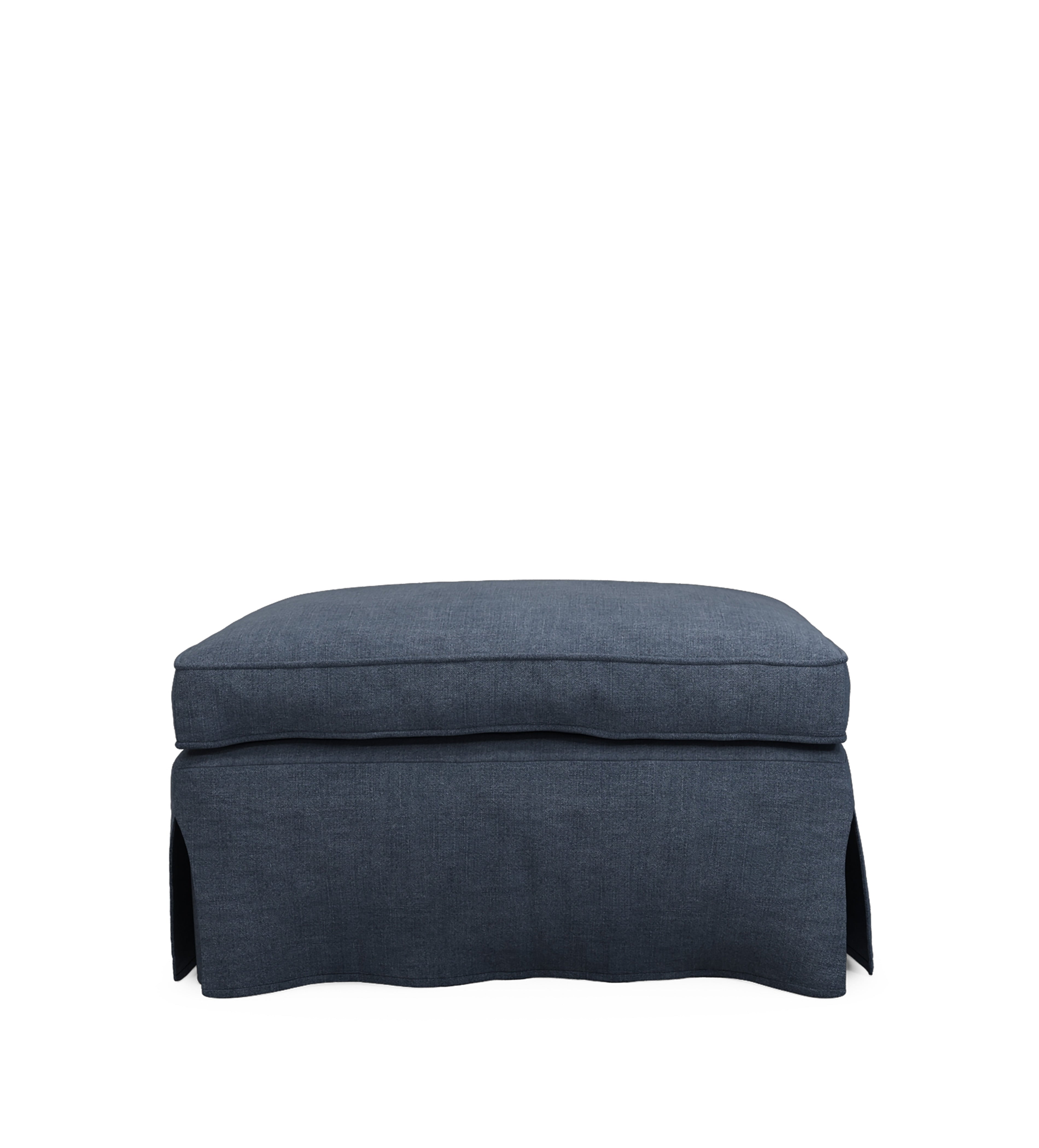 COVER ONLY - Fanshawe Stonewash Linen Loose Cover for Rectangular Footstool - Petrol