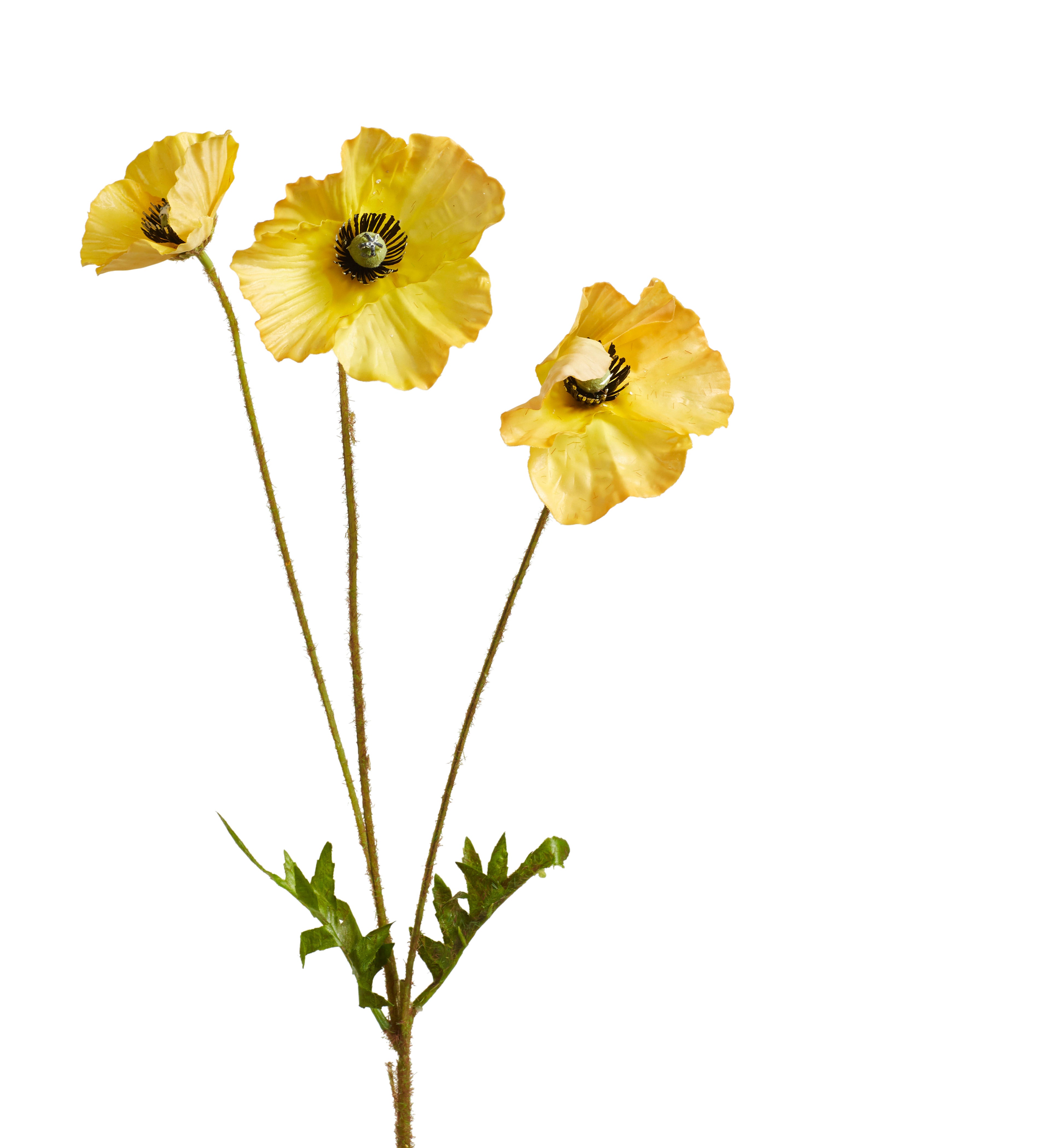 Faux Poppy Stem - Yellow