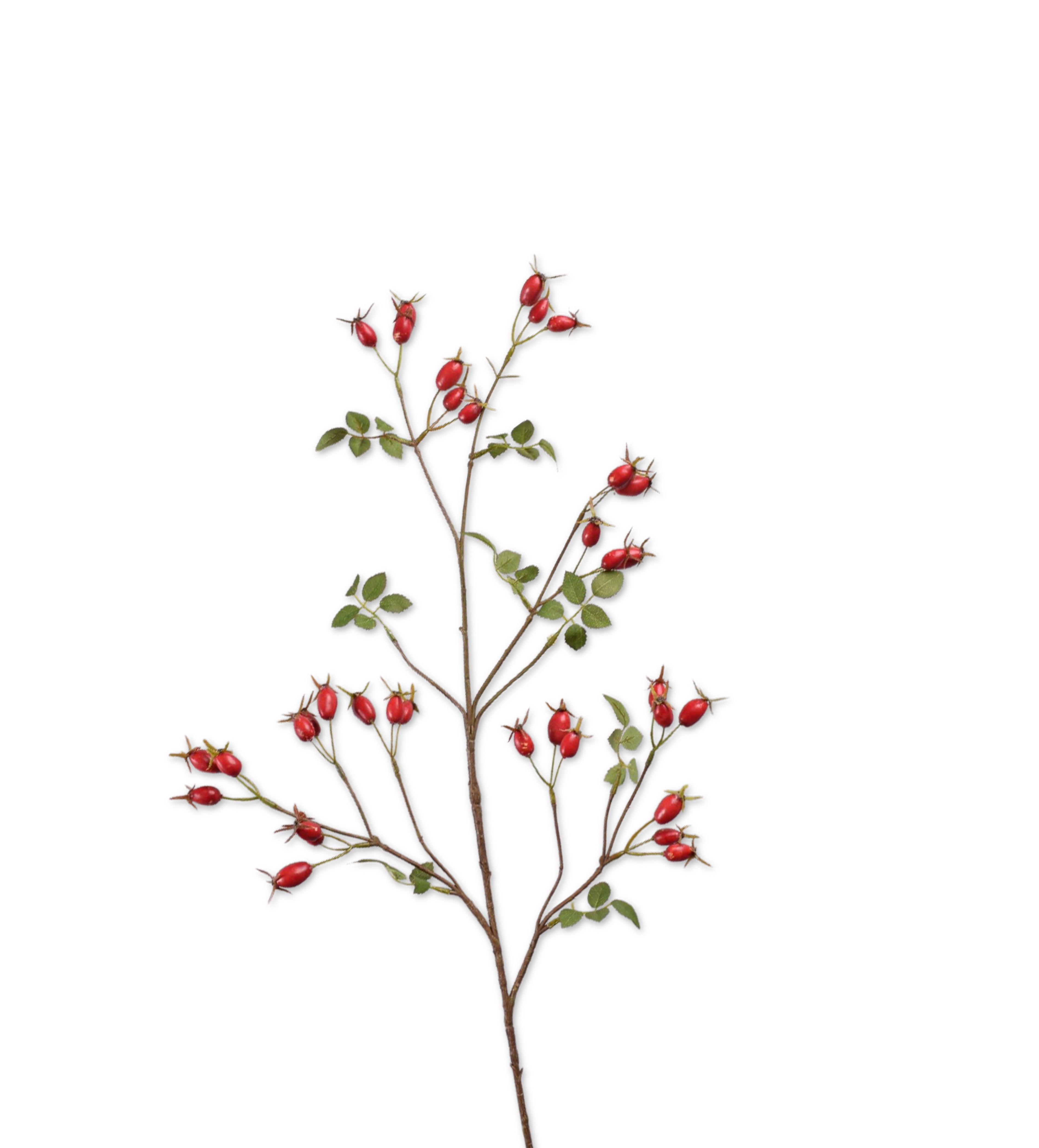Faux Rose Hip Berry Stem - Red